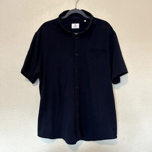 Men's Seville Jacquard Stretch Woven Short Sleeve Shirt 7 Diamonds Navy Blue XXL